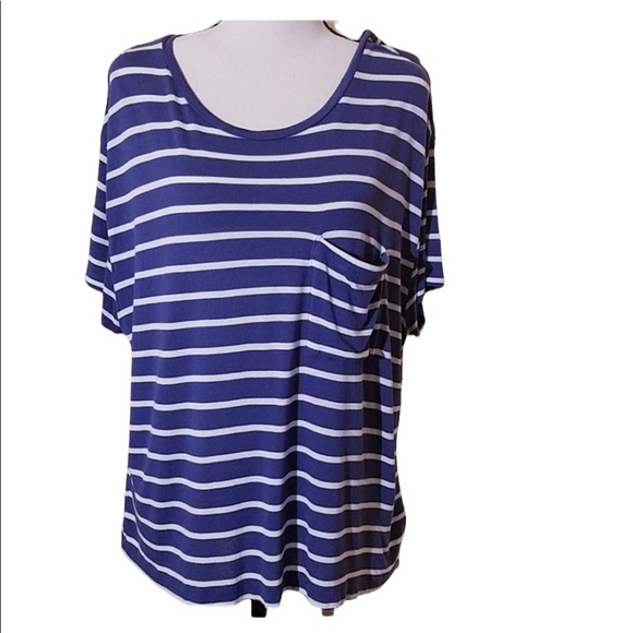 GAP Tops - Gap Blue & White Striped Short Sleeves Top M